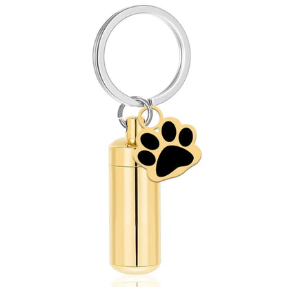 Pet Urn Keepsake Keychain, Paw Print Tag