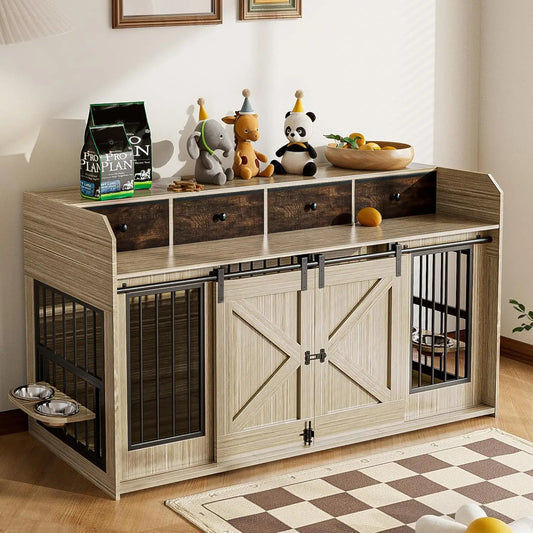 63" Double Dog Crate Furniture