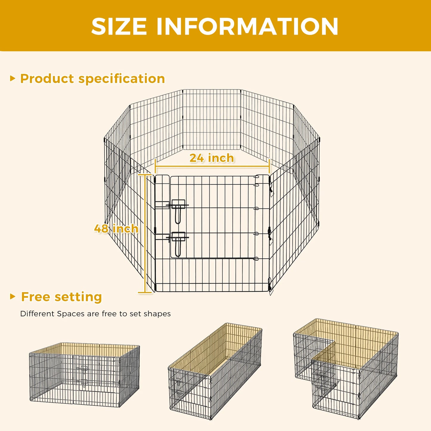 Foldable Metal Dog Playpen with Door (Indoor/Outdoor)