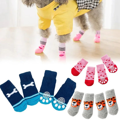 4-Pack Anti-Slip Pet Socks