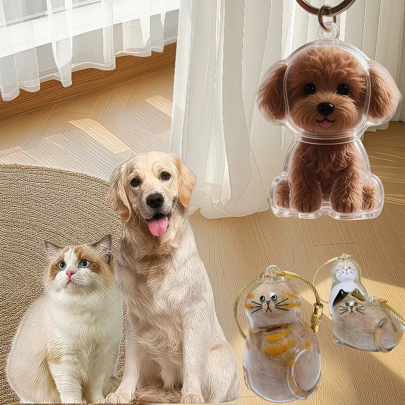 Pet Hair Memorial Keepsake Keychain