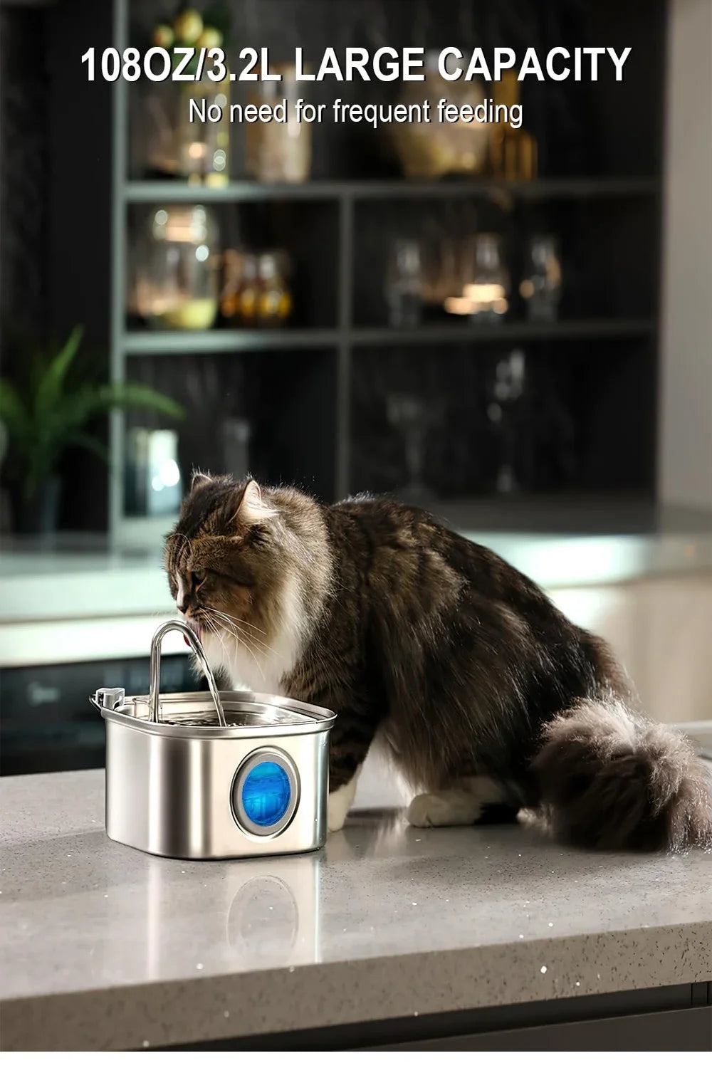 Premium 3.2L Stainless Pet Water Fountain