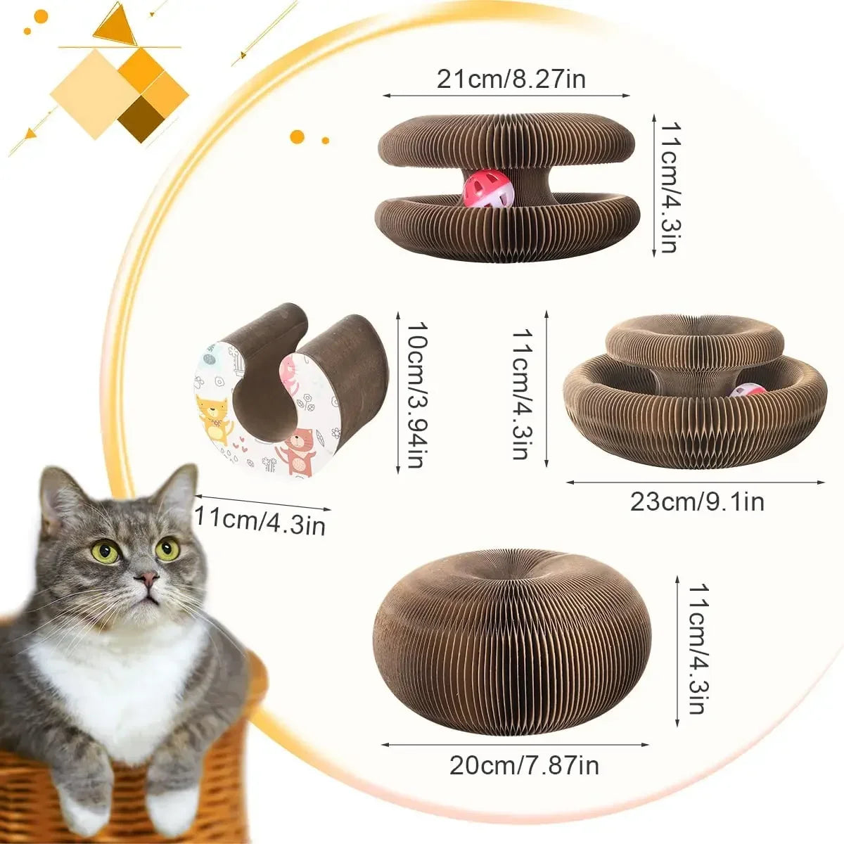 Corrugated Cat Scratch Toy With Ball