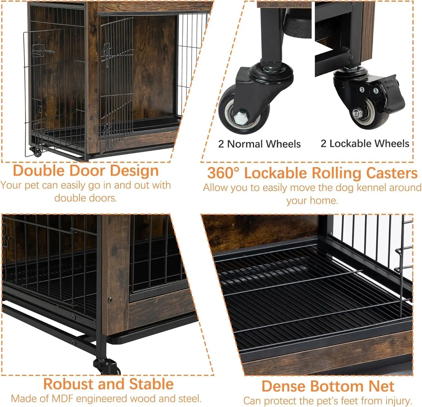 Rustic Dog Crate End Table 26in