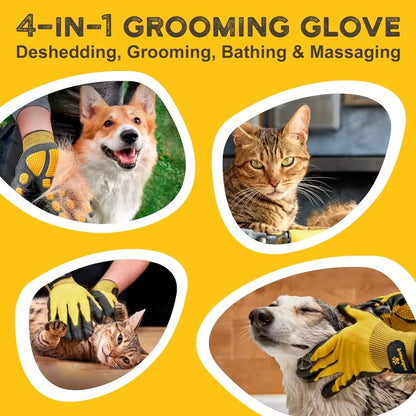 Pet Deshedding Grooming Gloves