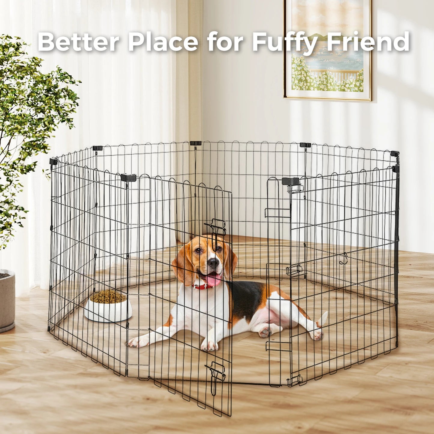 Foldable Metal Dog Playpen with Door (Indoor/Outdoor)