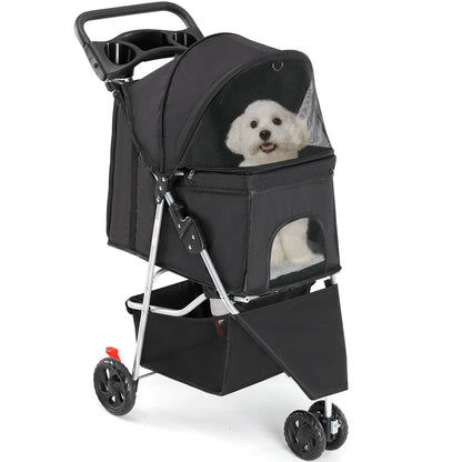 Foldable Pet Stroller for Small Dogs & Cats