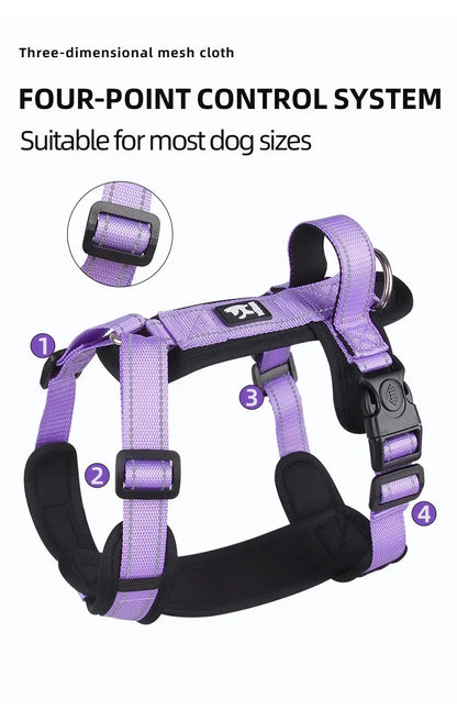 Reflective Adjustable Dog Harness with Optional Leash