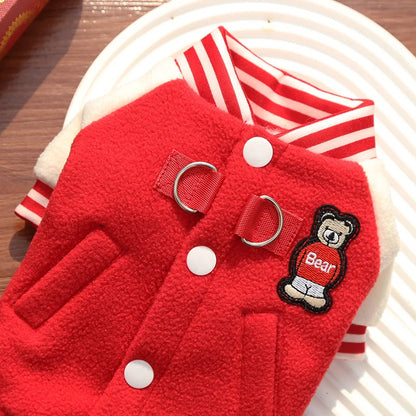 Cozy Fleece Dog Jacket with Built-In D-Ring