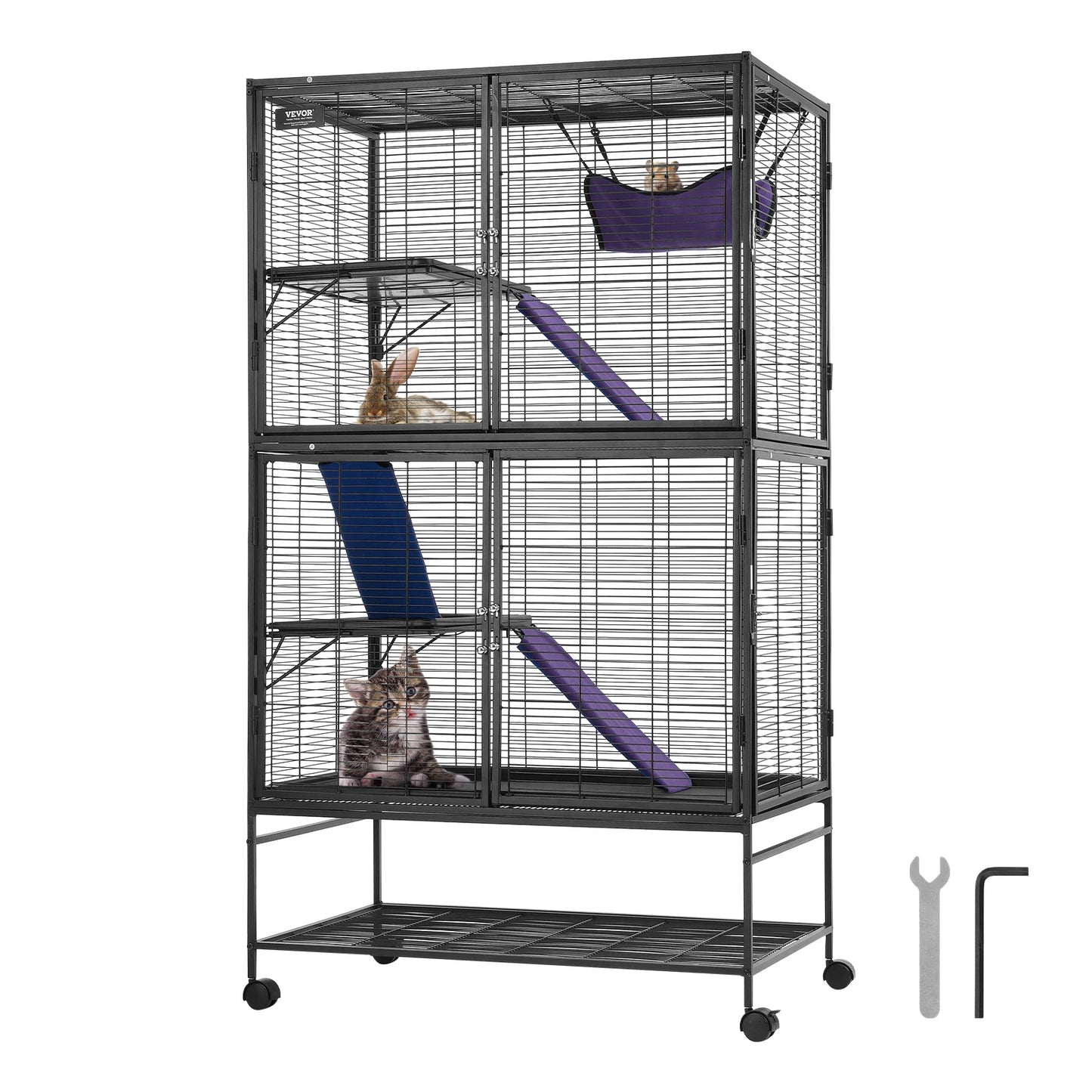 Rolling Ferret Cage with Ramps & Tray