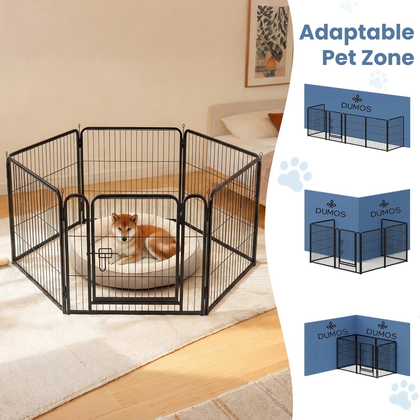 6-Panel Foldable Metal Pet Playpen