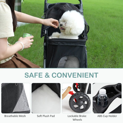 Foldable Pet Stroller for Small Dogs & Cats