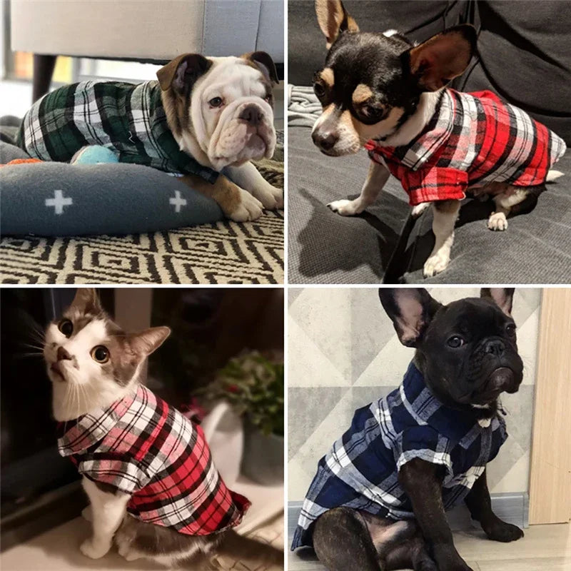 British Style Plaid Pet Shirt