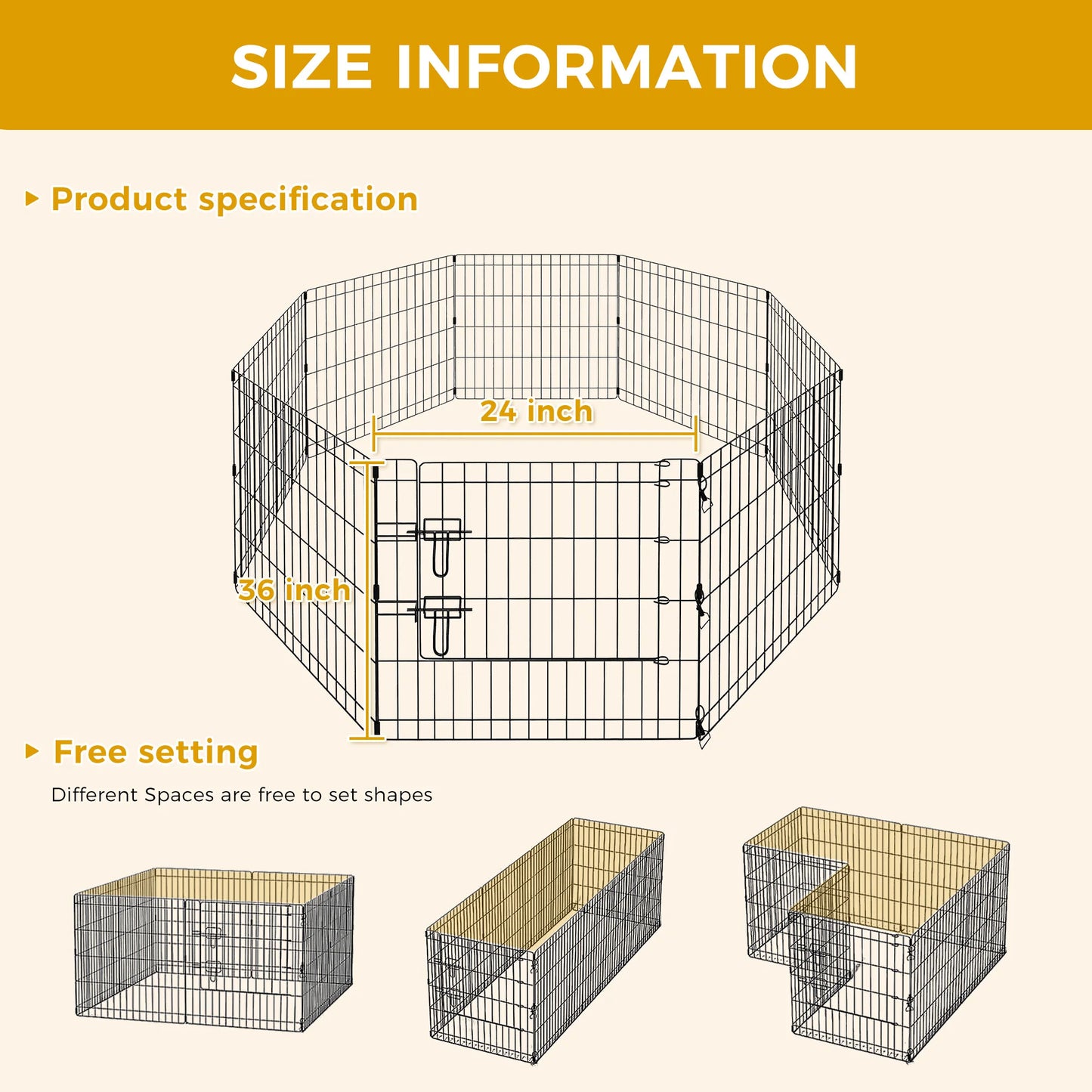 Foldable Metal Dog Playpen with Door (Indoor/Outdoor)