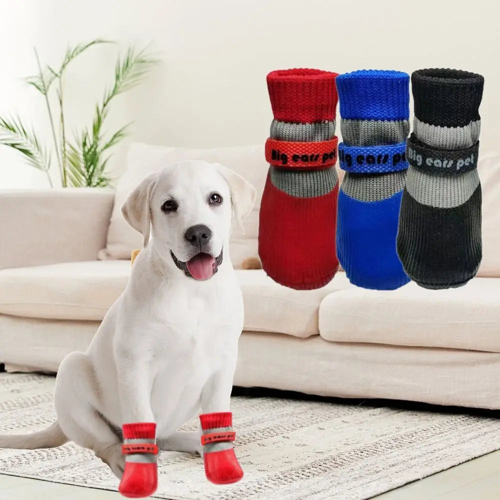 4-Pack Waterproof Anti-Slip Dog Booties (Sock Style)