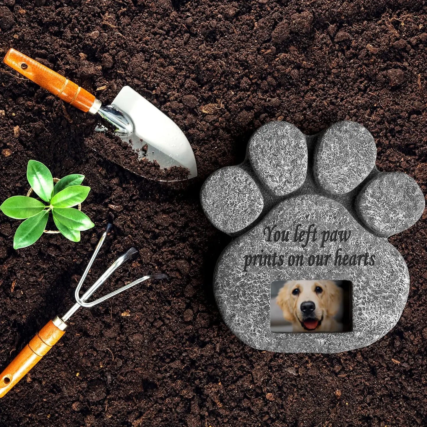 Pet Memorial Stone with Photo Frame Slot