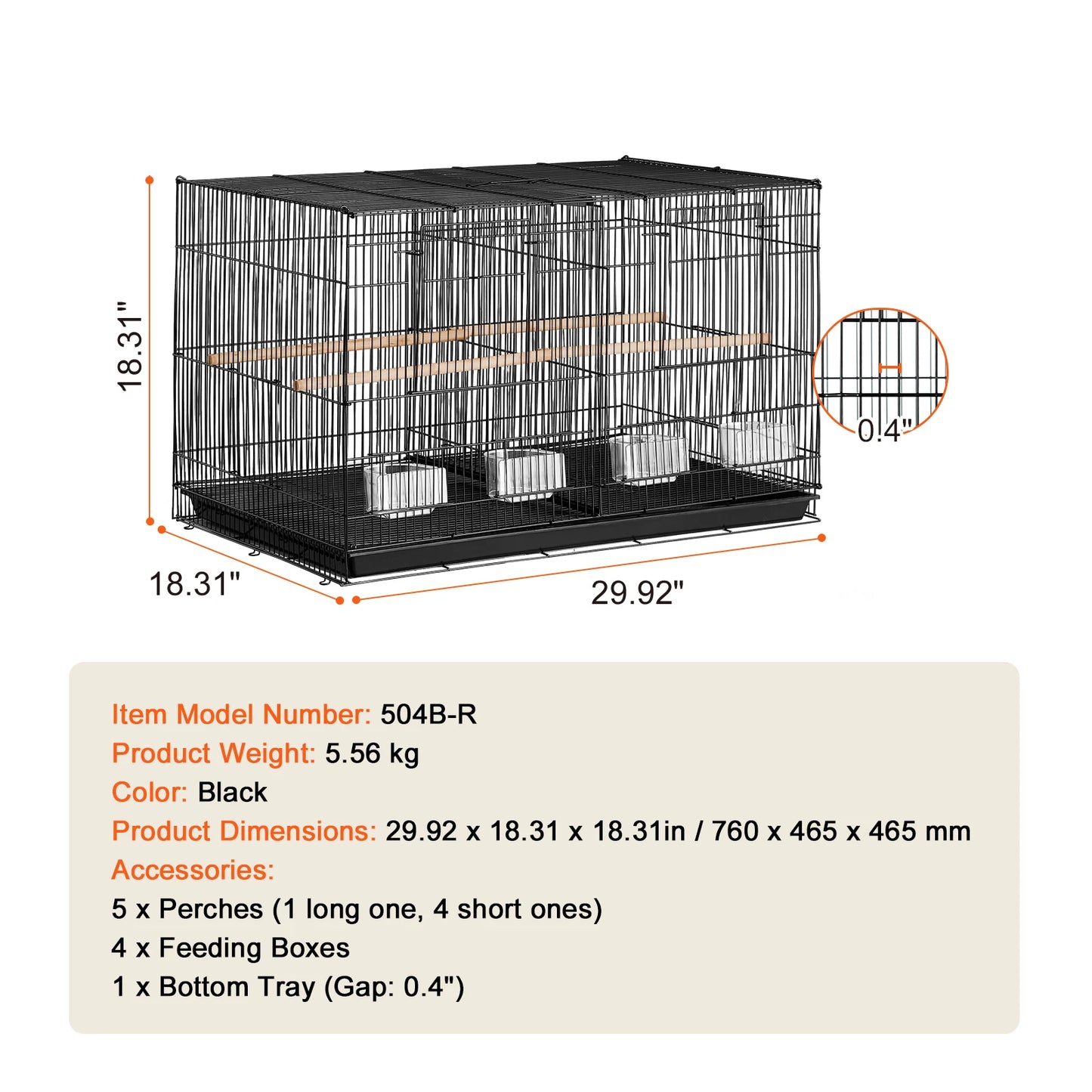 30-In Stackable Divided Bird Cage