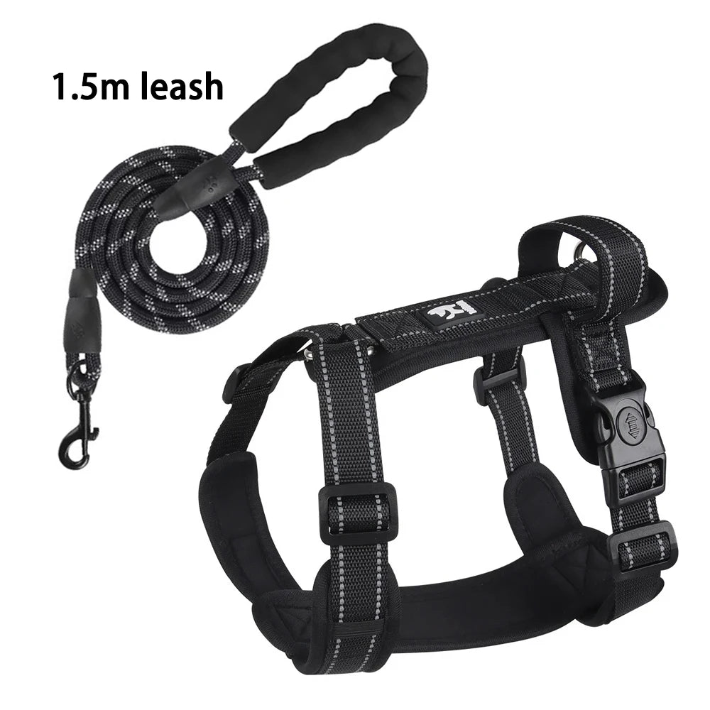 Reflective Adjustable Dog Harness with Optional Leash