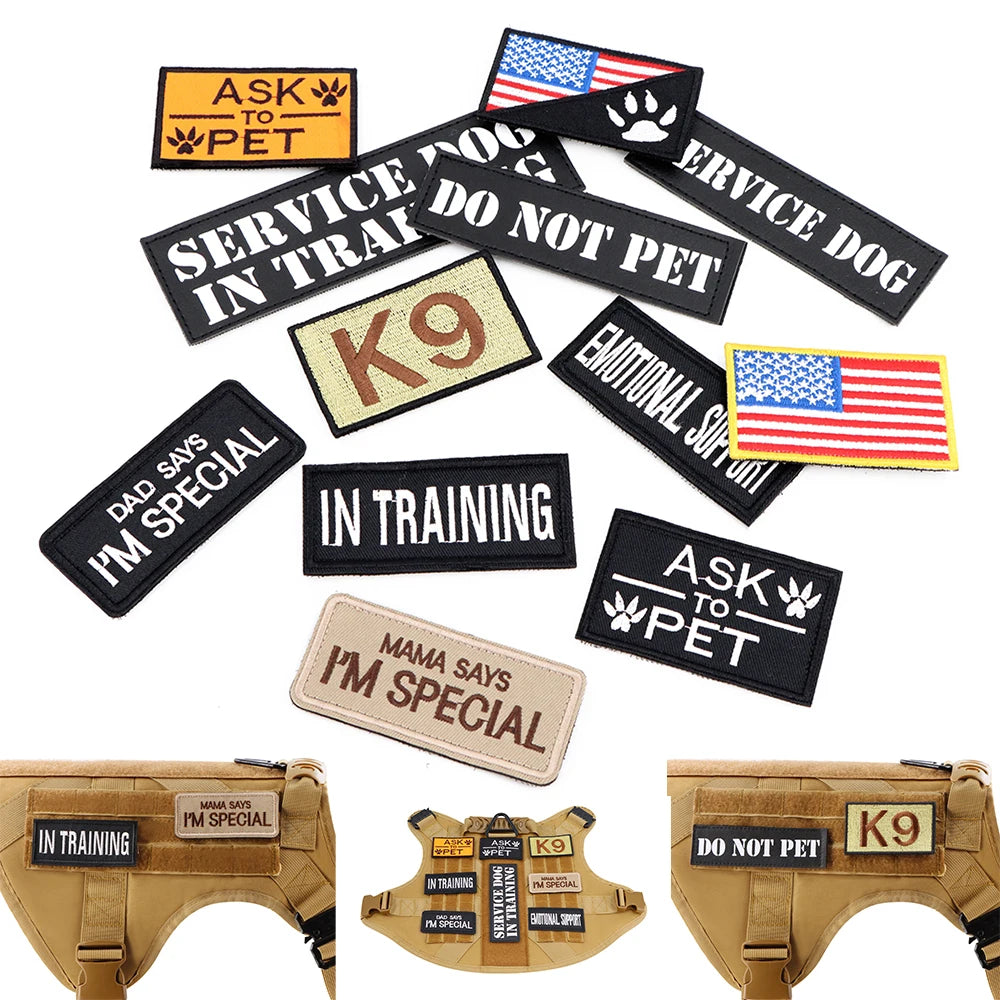 12-Piece Tactical Dog Patch Bundle for Harnesses & Vests