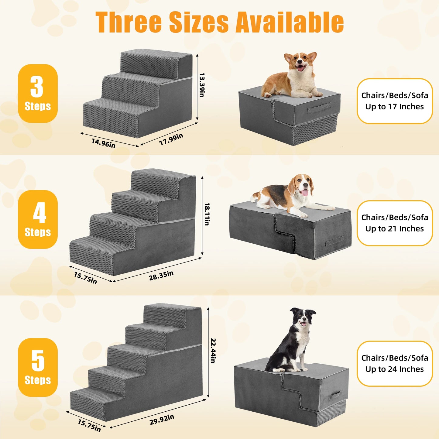 Foam Dog Stairs for Beds & Sofas