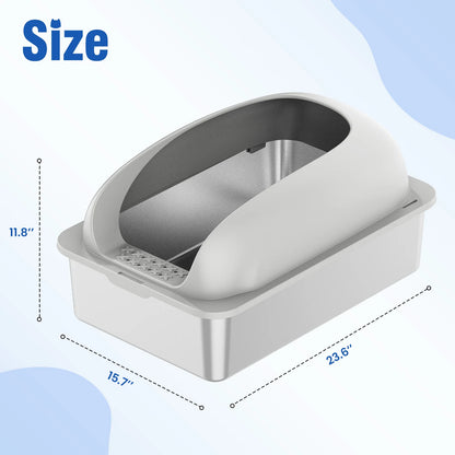 24-Inch Stainless Steel Cat Litter Box with Lid