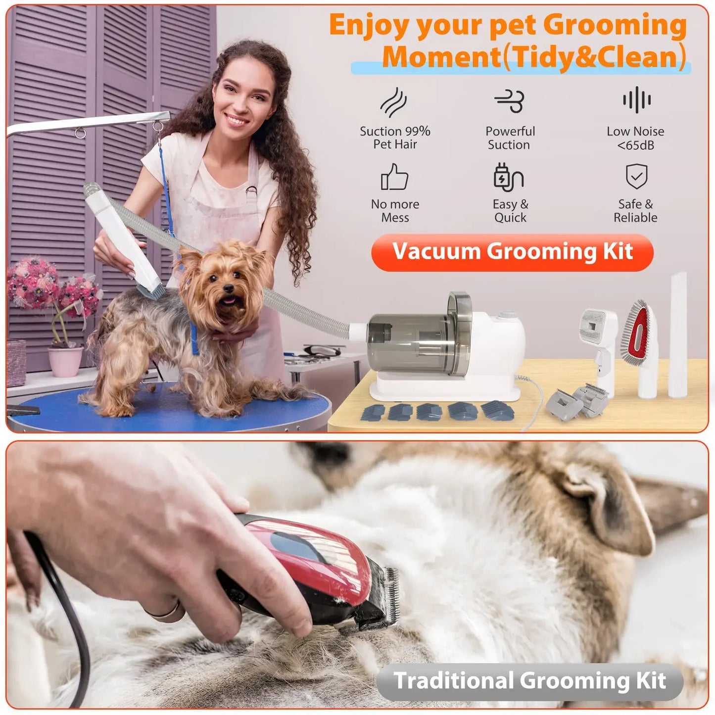 Pet Hair Trimmer & Vacuum Set
