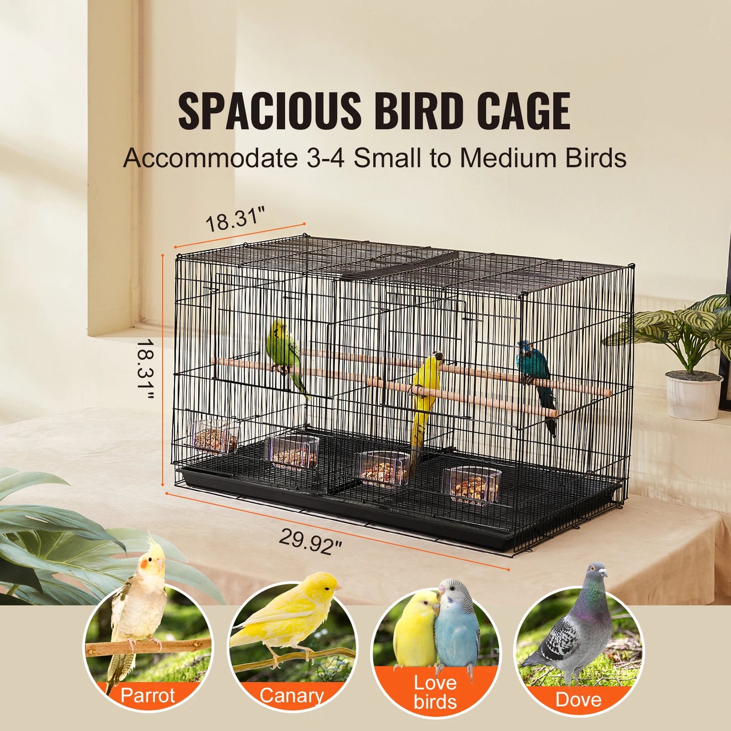 30-In Stackable Divided Bird Cage