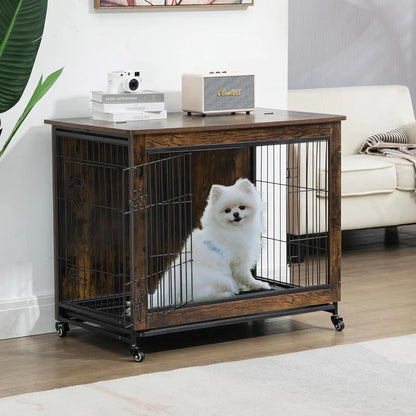 Rustic Dog Crate End Table 26in