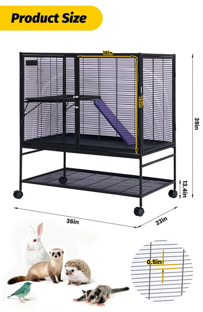 2-Tier Rolling Metal Ferret Cage
