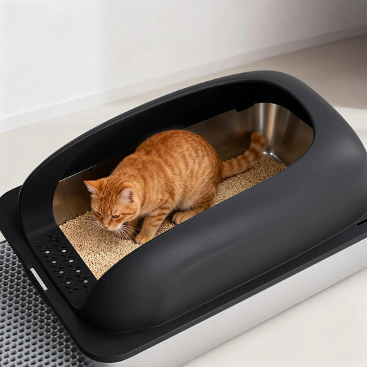 24-Inch Stainless Steel Cat Litter Box with Lid
