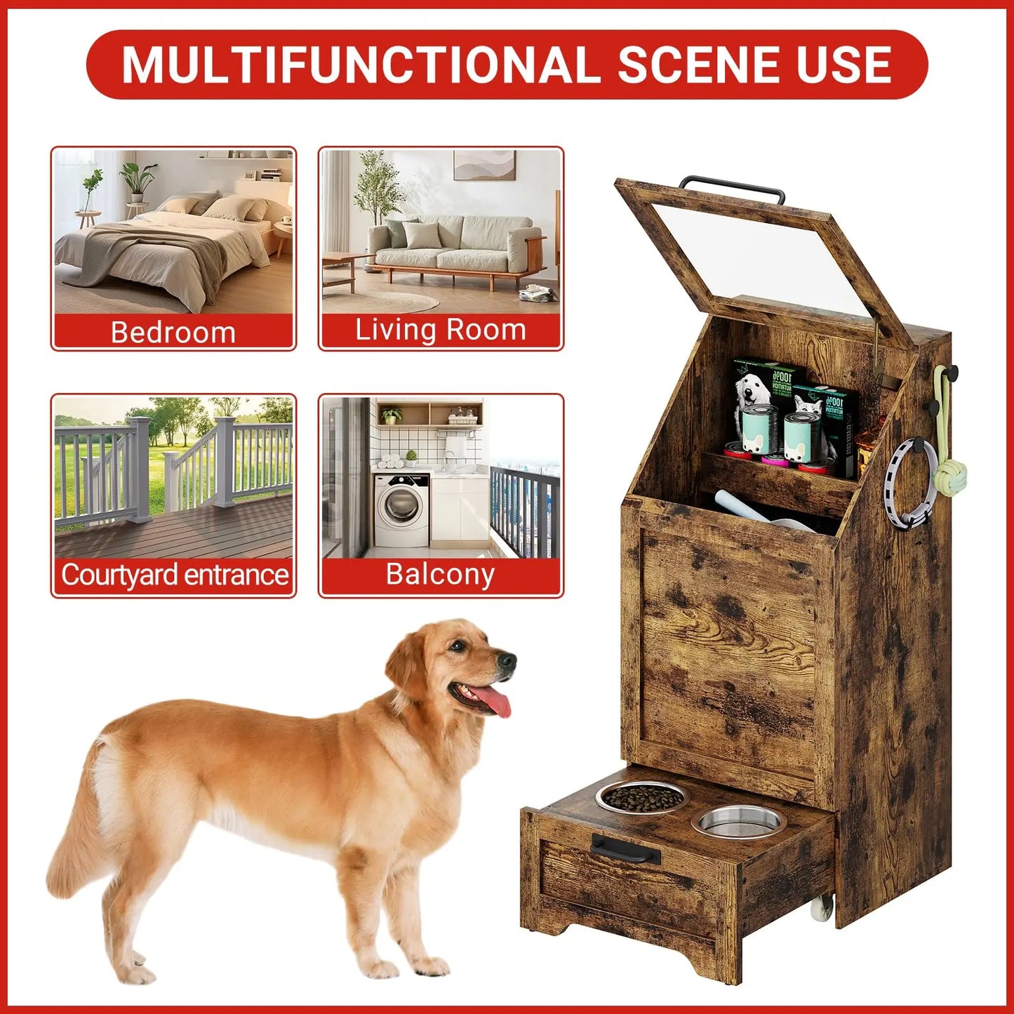 Pet Feeding Station with Storage