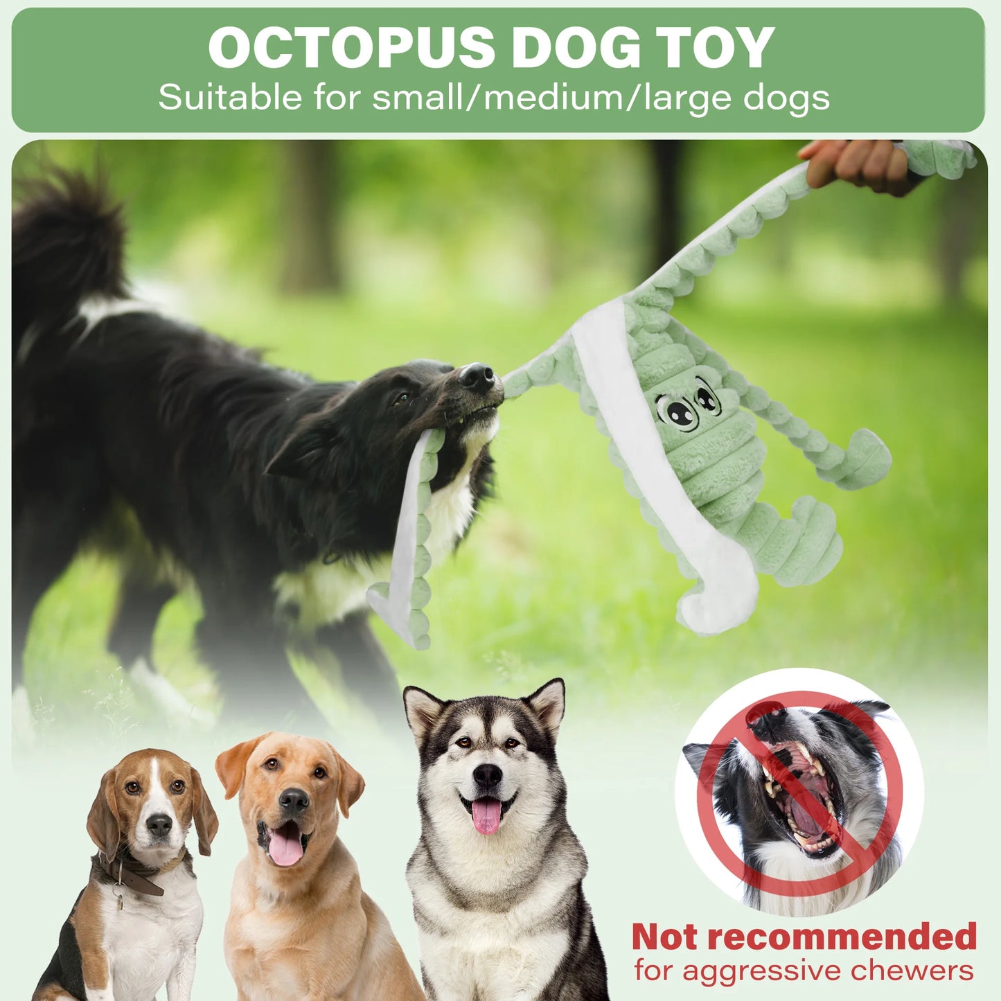 Plush Octopus Squeaky Dog Toy