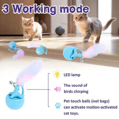 Motion-Activate Cat Toy Ball with Hide-and-Seek Pouch