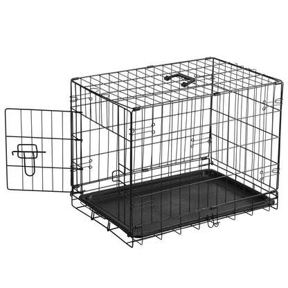 24-Inch Foldable Dog Crate with Tray