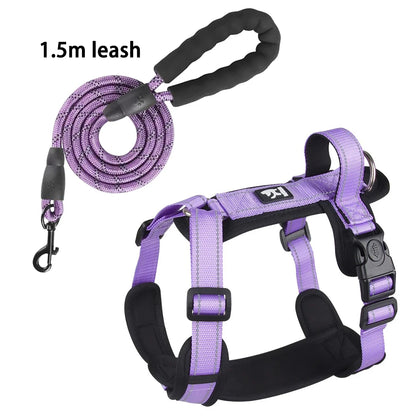 Reflective Adjustable Dog Harness with Optional Leash