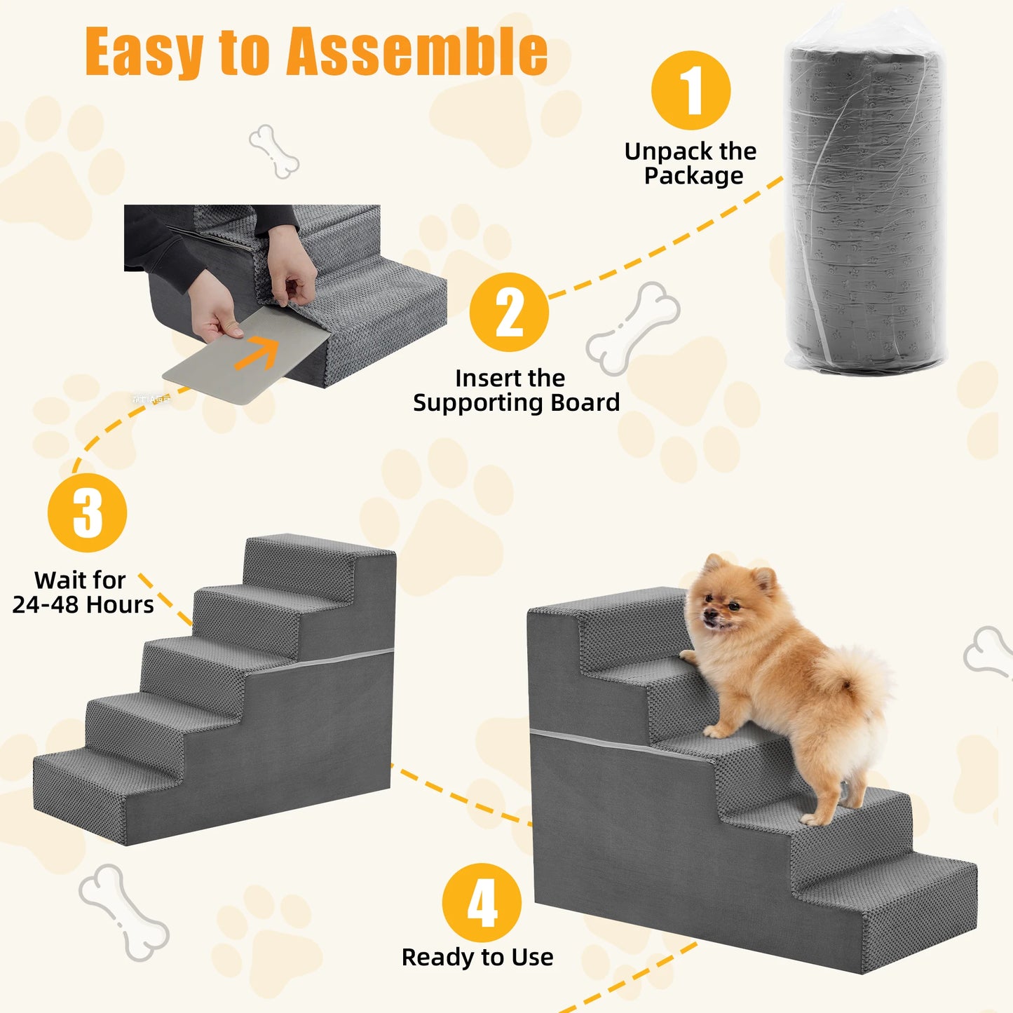 Foam Dog Stairs for Beds & Sofas
