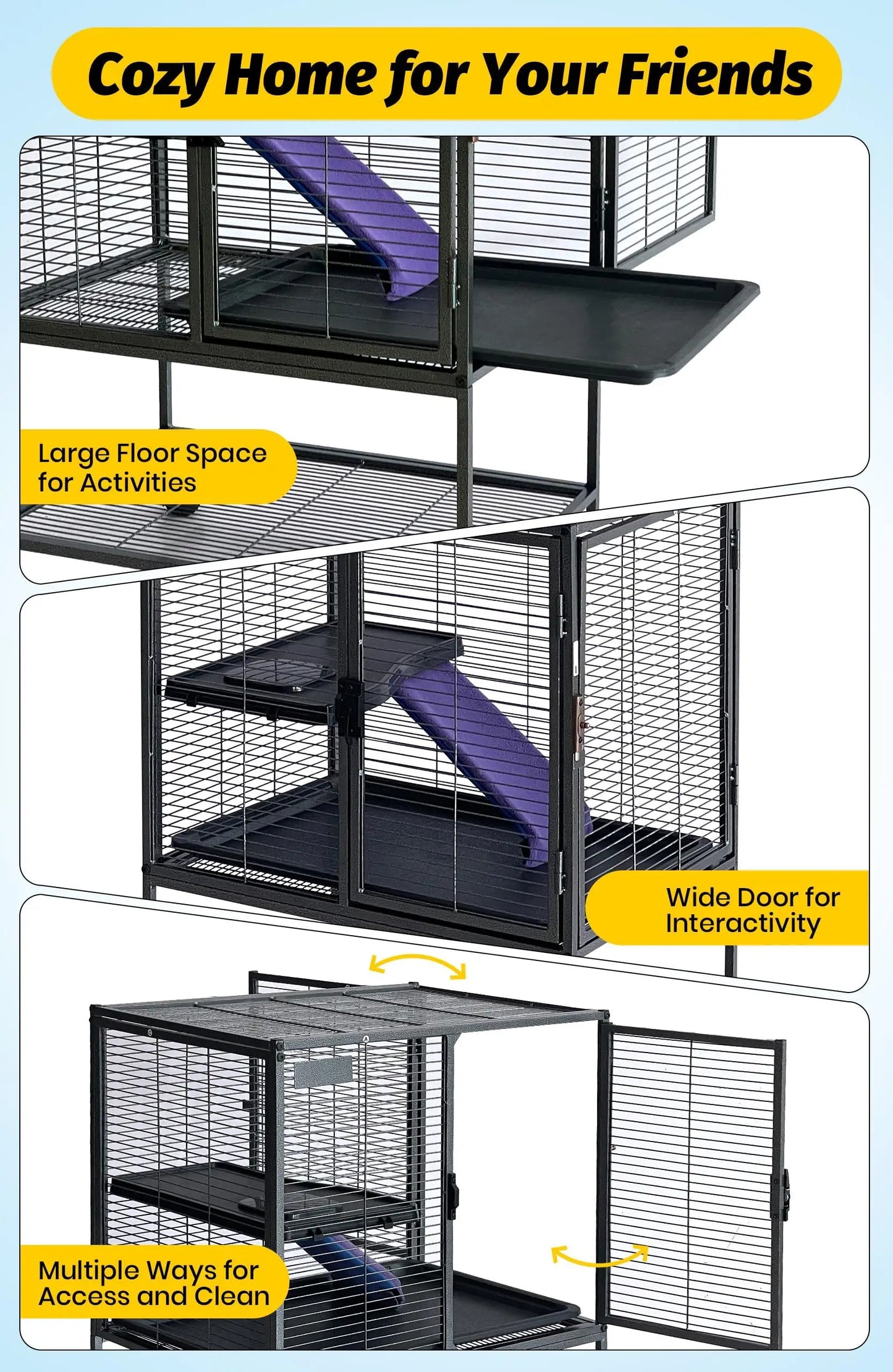 2-Tier Rolling Metal Ferret Cage