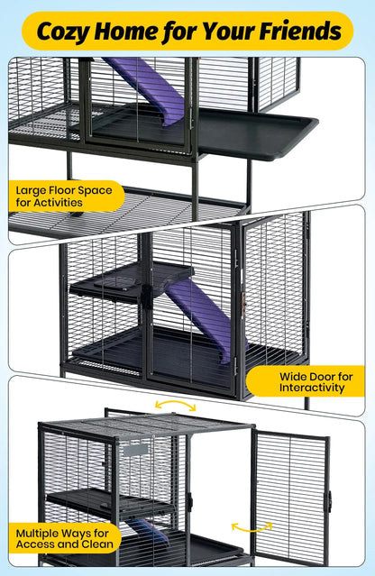2-Tier Rolling Metal Ferret Cage