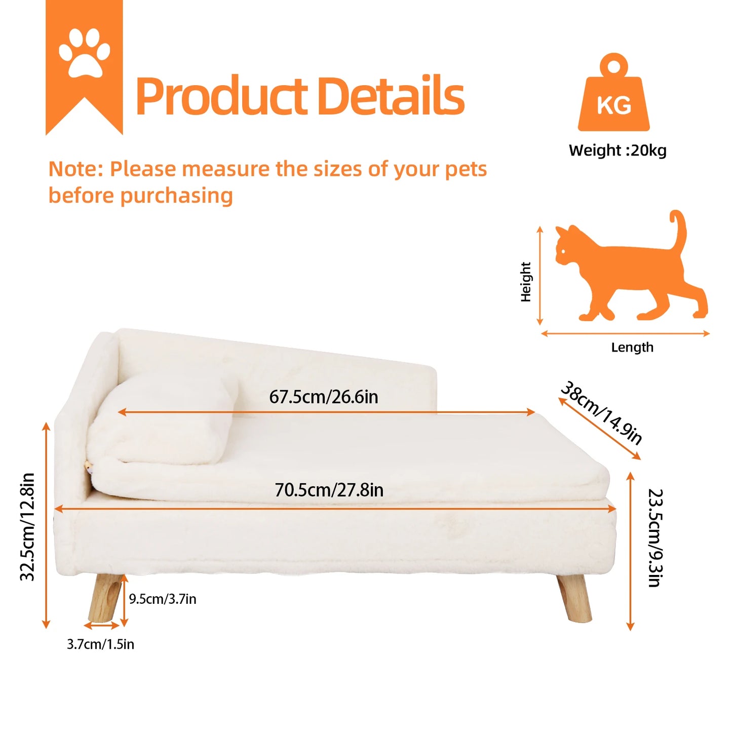 Minimalist Elevated Pet Sofa Bed
