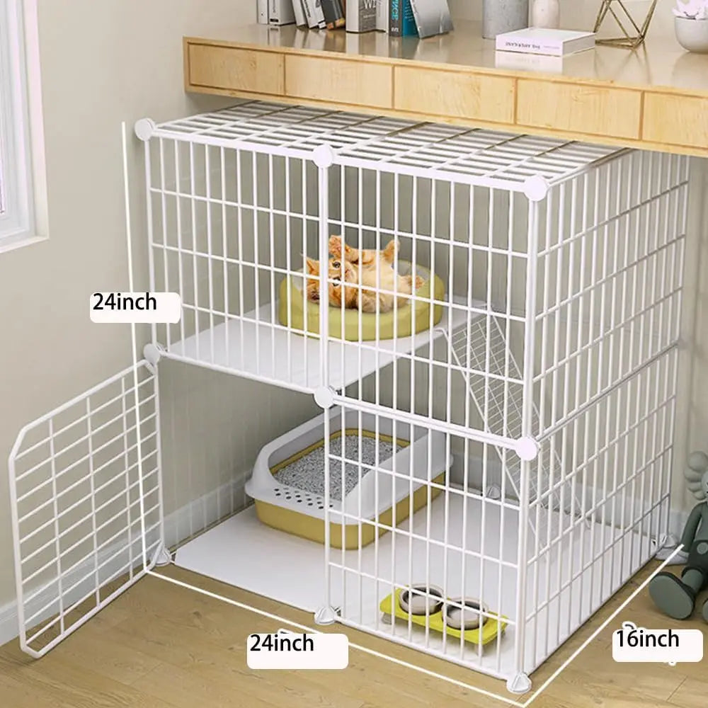 Indoor 2-Tier Cat Enclosure Pen